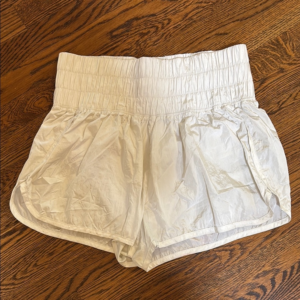 High Waist White Shorts with Elastic Waistband free people movement xl